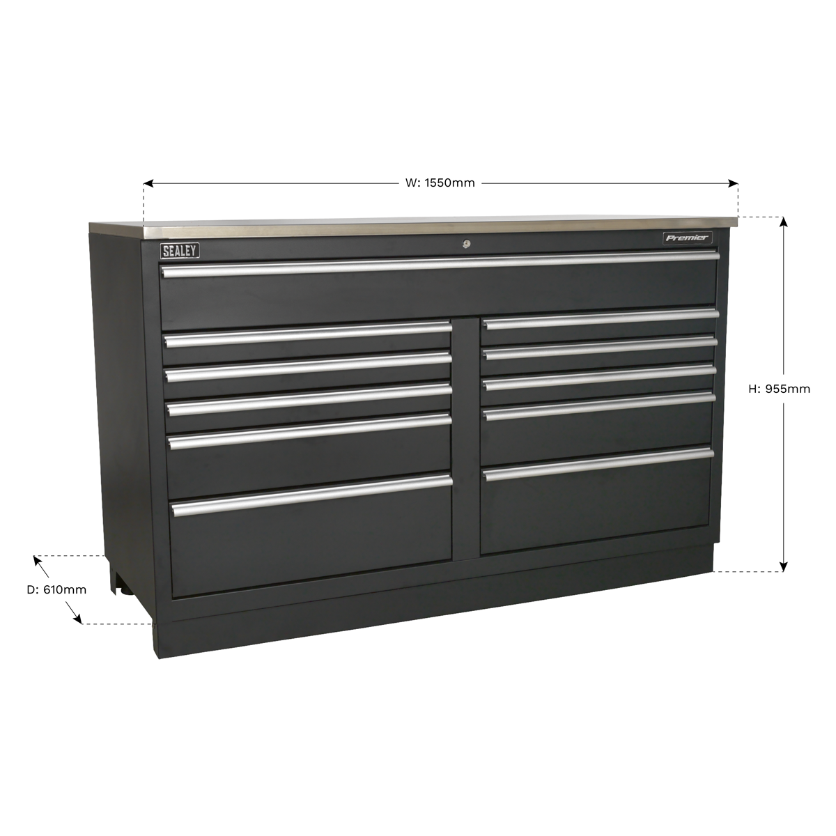 Heavy-Duty Modular Floor Cabinet 11 Drawer 1550mm APMS04