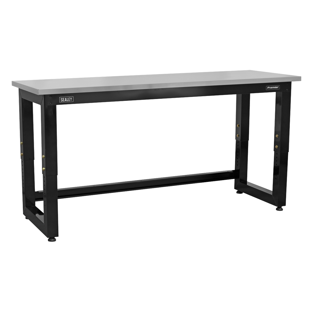 Heavy-Duty Steel Adjustable Workbench with Stainless Steel Worktop 1830mm APMS23