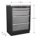 Modular Cabinet 4 Drawer 680mm APMS51