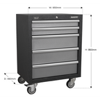 Modular Mobile Cabinet 5 Drawer 650mm APMS58