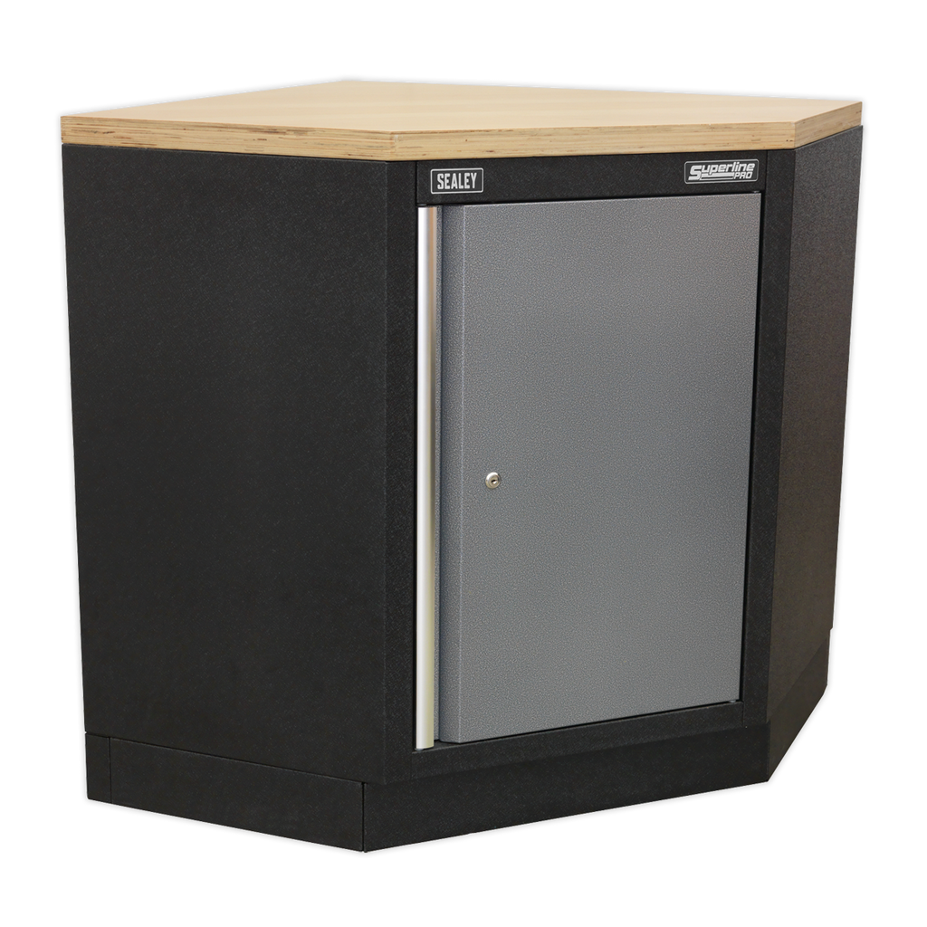 Corner Storage System with Wood Worktop 1.55m APMSSTACK08W