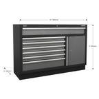 Modular Floor Cabinet 7 Drawer 1360mm APMS64