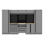 Storage System with Rubber Wood Worktop 3.24m APMSBESTACK01W