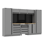 Storage System with Rubber Wood Worktop 3.24m APMSBESTACK01W