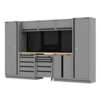 Storage System with Rubber Wood Worktop 3.24m APMSBESTACK01W