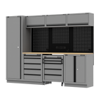 Storage System with Rubber Wood Worktop 2.64m APMSBESTACK02W