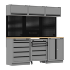 Storage System with Rubber Wood Worktop 2.04m APMSBESTACK03W