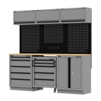 Storage System with Rubber Wood Worktop 2.04m APMSBESTACK03W