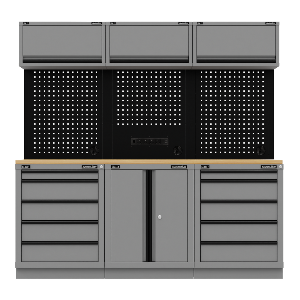 Storage System with Rubber Wood Worktop 2.04m APMSBESTACK04WW