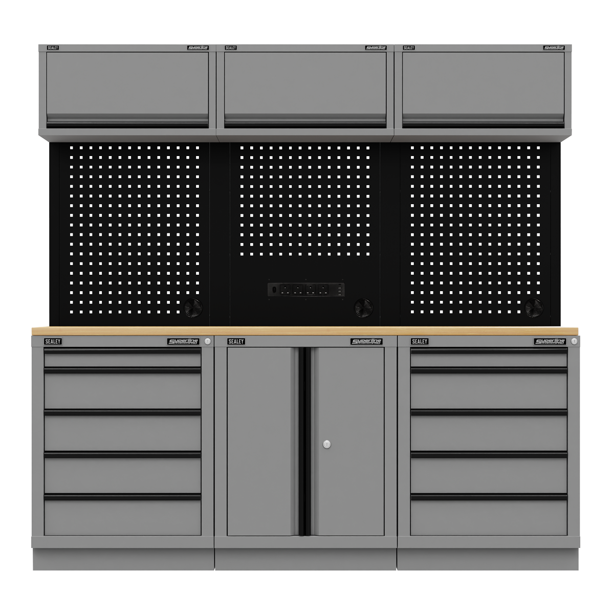 Storage System with Rubber Wood Worktop 2.04m APMSBESTACK04WW