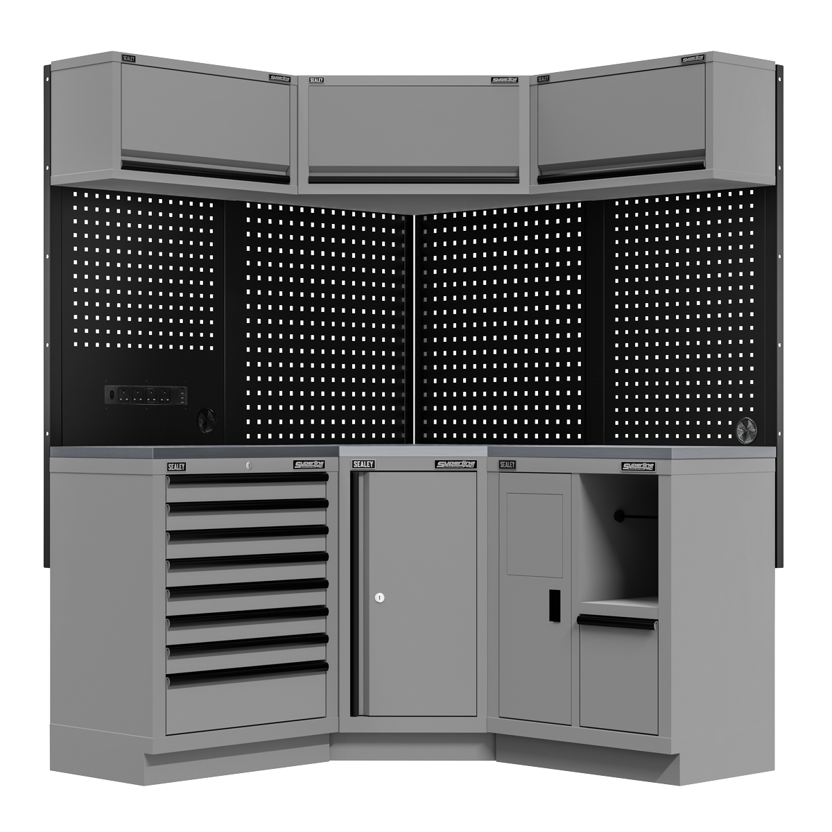 Corner Storage System with Stainless Steel Worktop 1.55m APMSBESTACK06SS