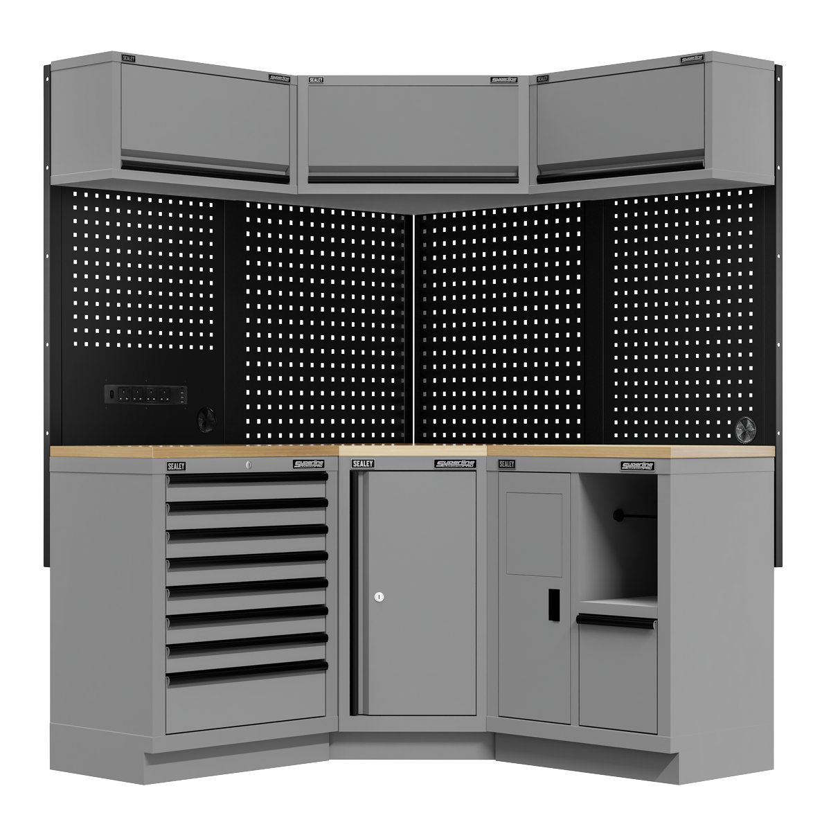 Corner Storage System with Wood Worktop 1.54m APMSBESTACK06W
