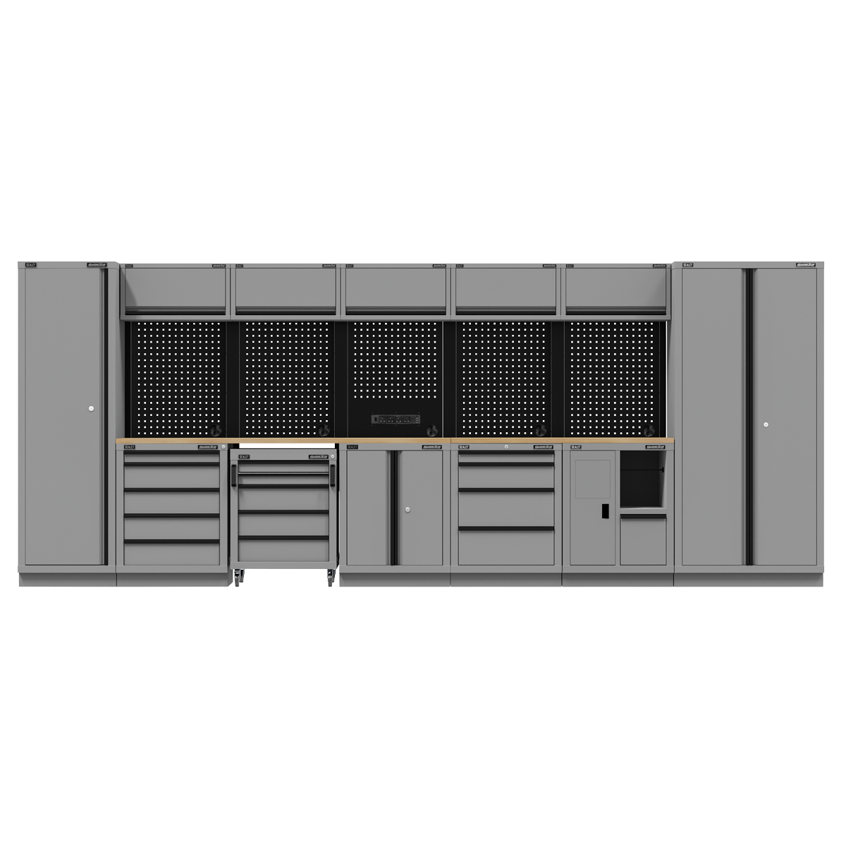 Storage System with Rubber Wood Worktop 4.92m APMSBESTACK07W