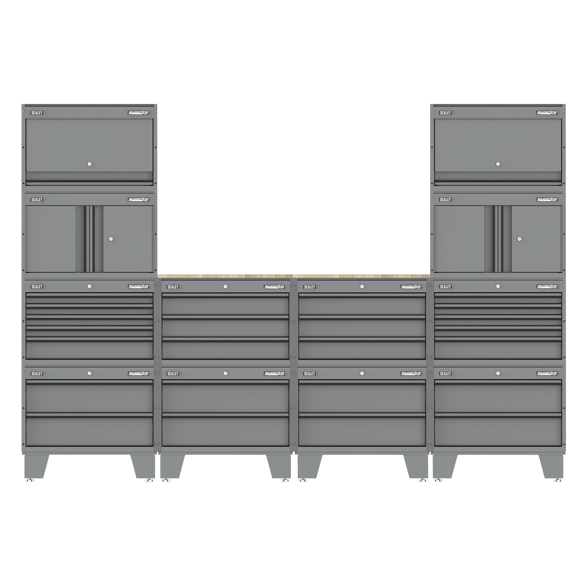 Storage System with Rubber Wood Worktop 2.7m APMSCCOMBO1