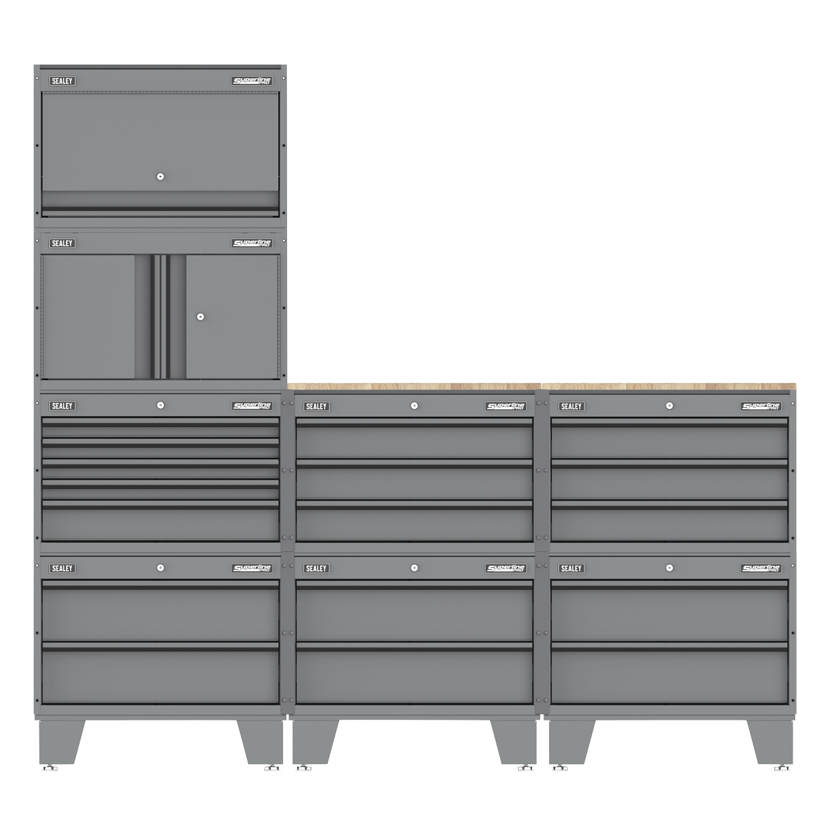 Storage System with Rubber Wood Worktop 2.03m APMSCCOMBO2