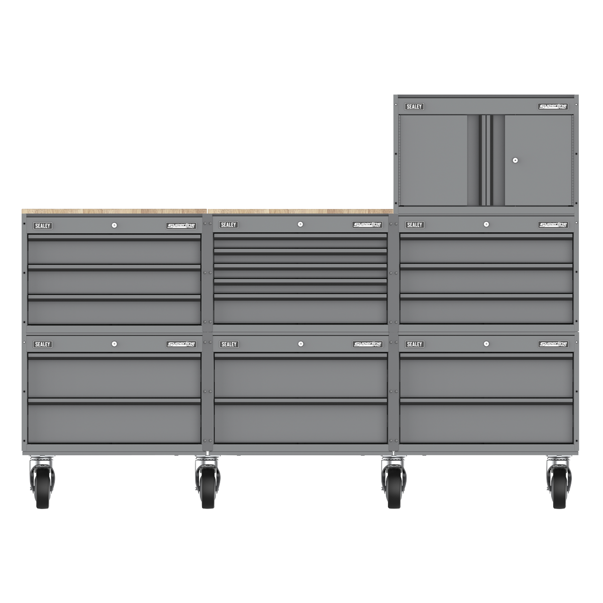 Storage System with Rubber Wood Worktop 2.03m APMSCCOMBO3