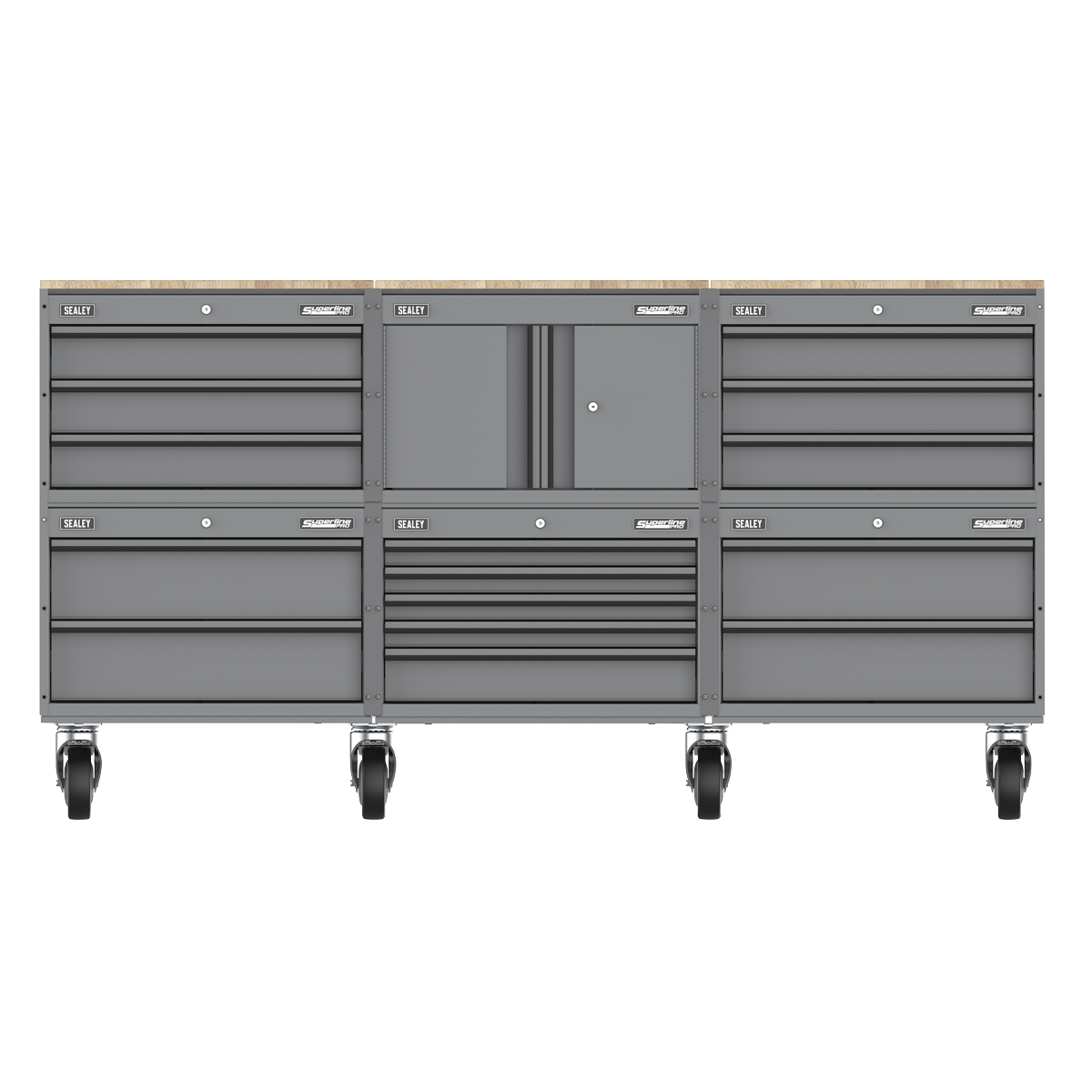 Storage System with Rubber Wood Worktop 2.03m APMSCCOMBO4