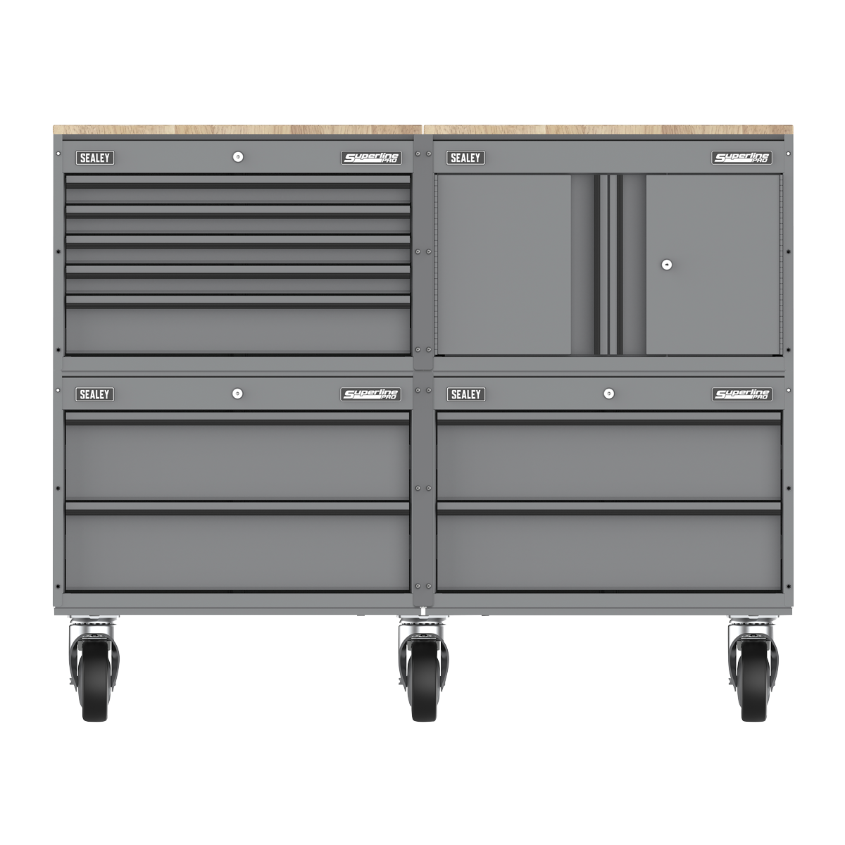 Storage System with Rubber Wood Worktop 1.36m APMSCCOMBO5