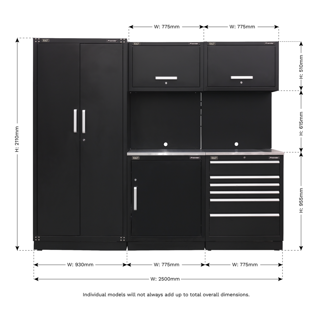 Storage System with Stainless Worktop 2.48m APMSCOMBO1SS