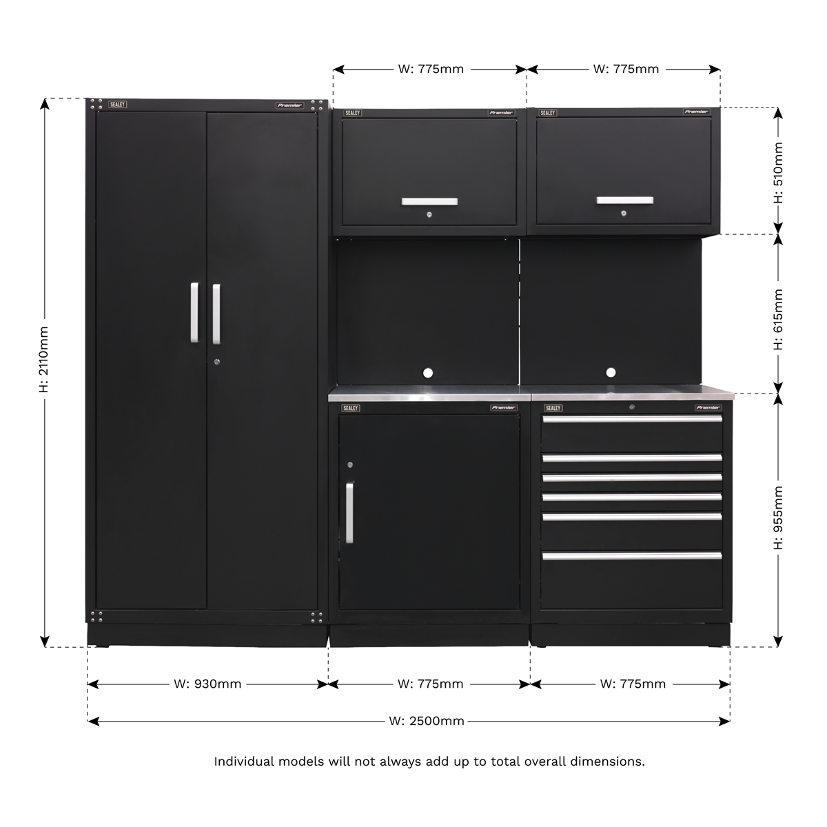 Storage System with Stainless Worktop 2.48m APMSCOMBO1SS