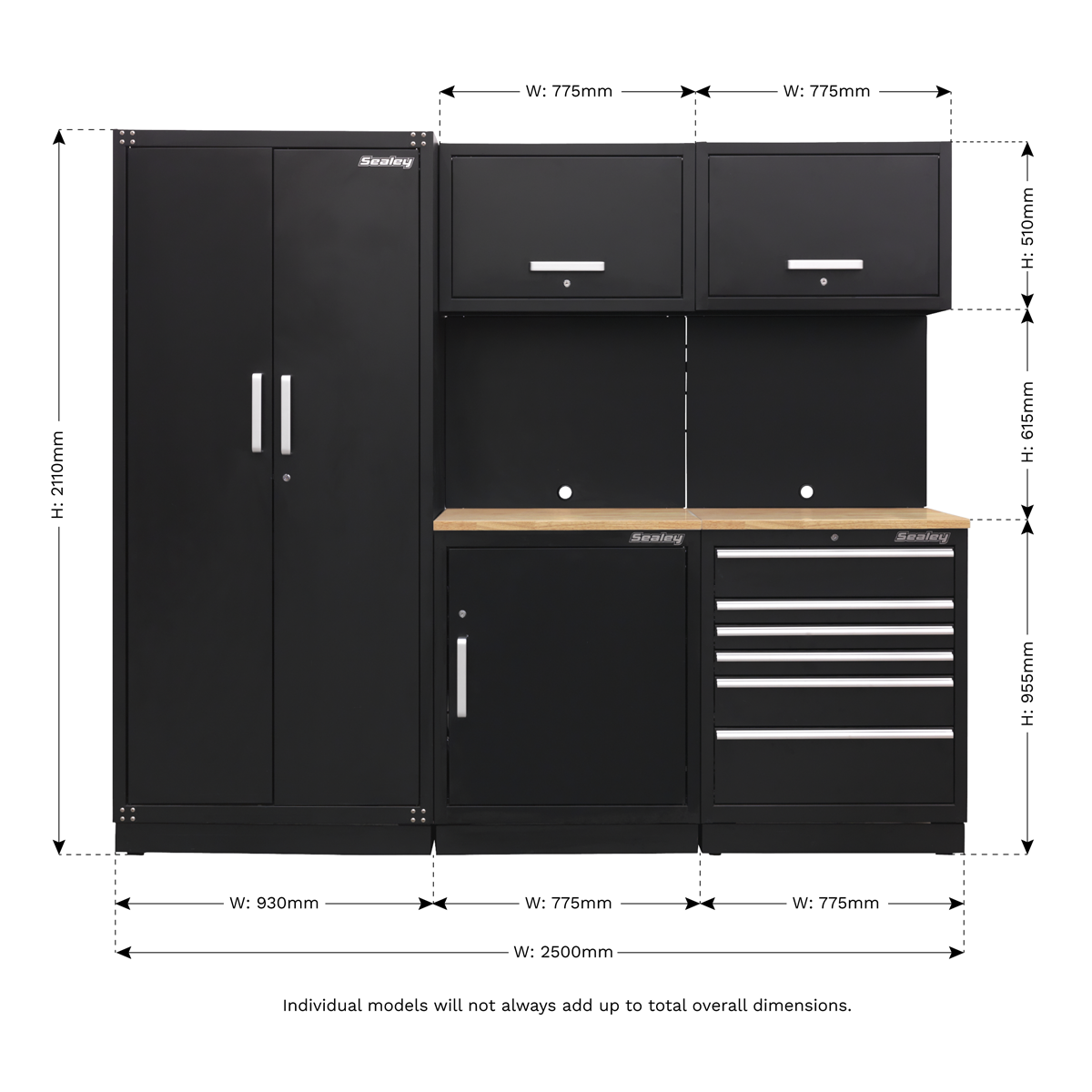 Storage System with Hardwood Worktop 2.48m APMSCOMBO1W