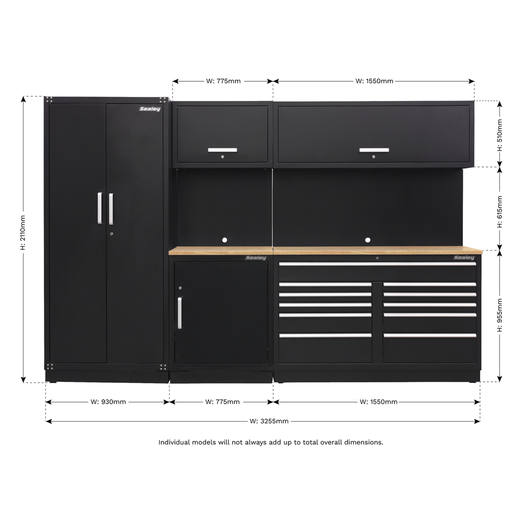 Storage System with Hardwood Worktop 3.26m APMSCOMBO2W