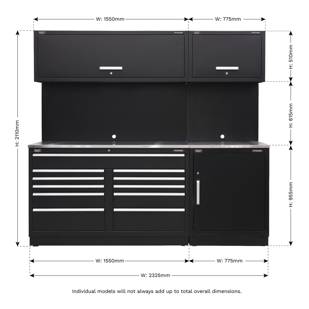 Storage System with Stainless Worktop 2.33m APMSCOMBO4SS