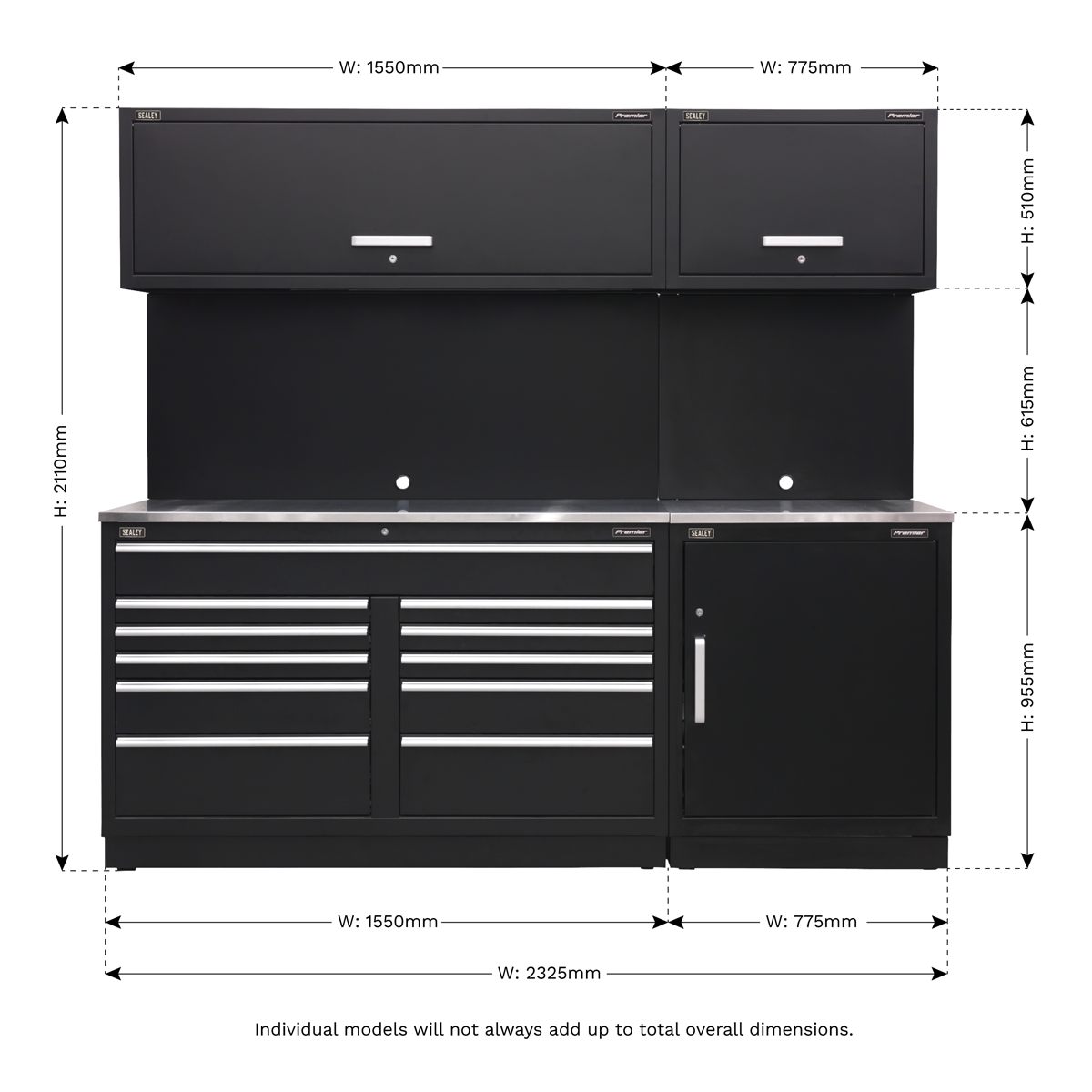 Storage System with Stainless Worktop 2.33m APMSCOMBO4SS