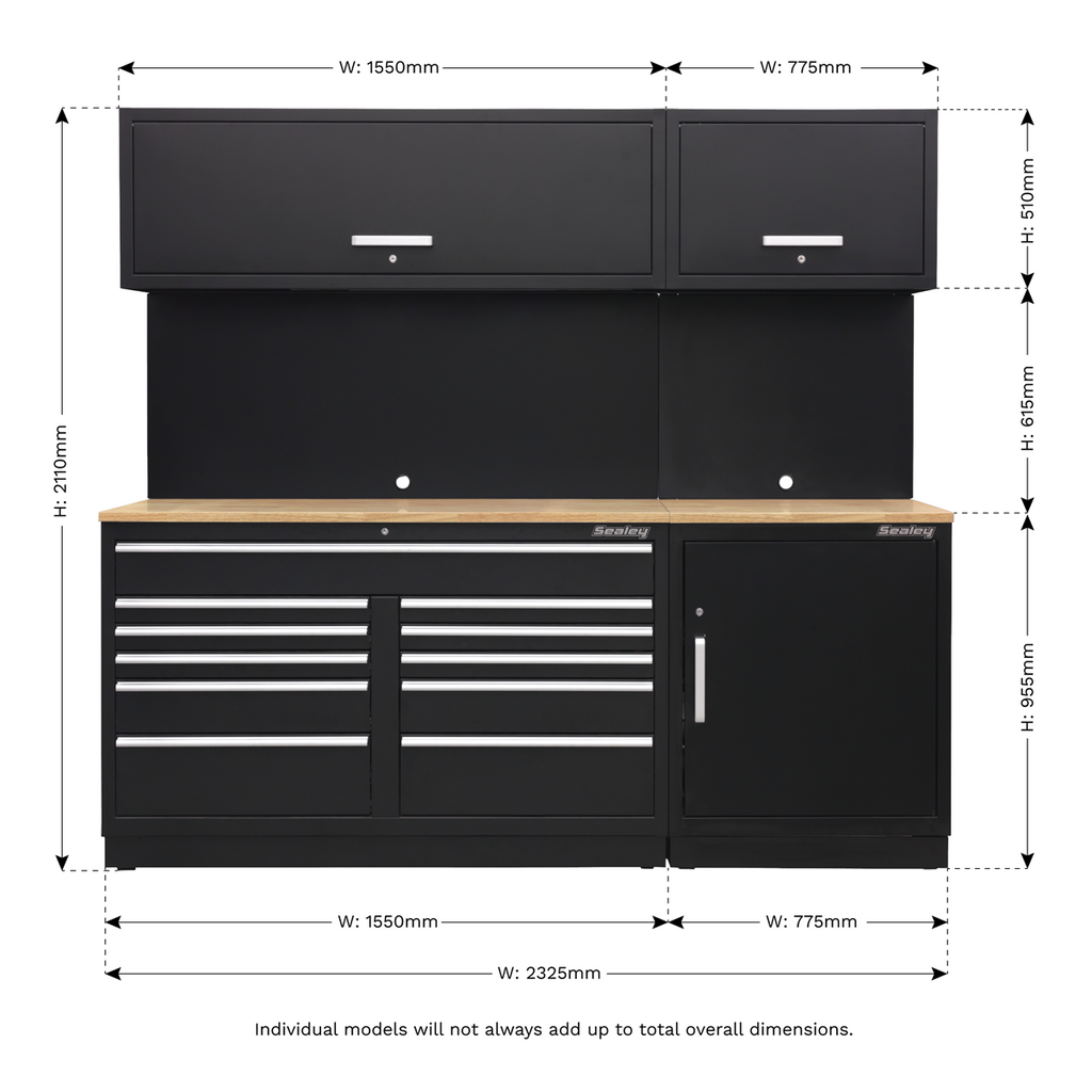 Storage System with Hardwood Worktop 2.33m APMSCOMBO4W