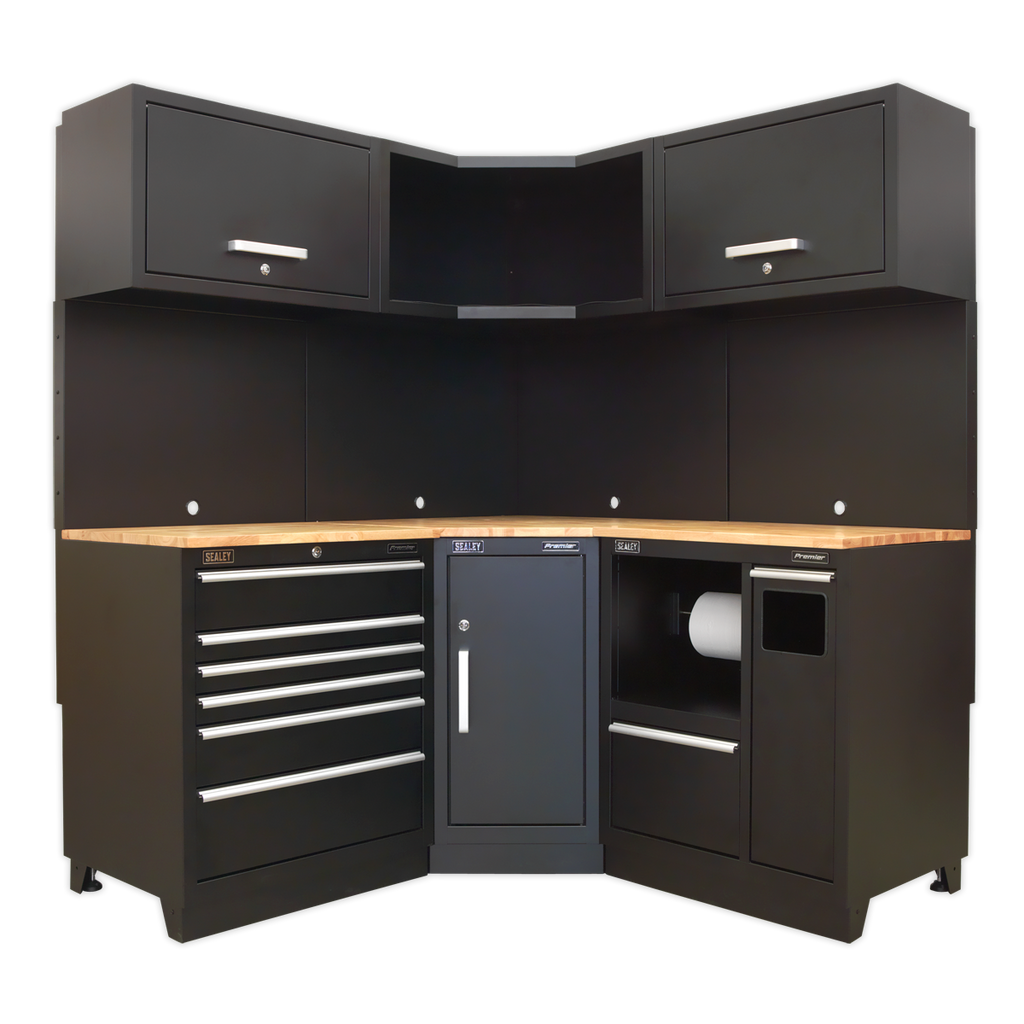 Corner Storage System with Hardwood Worktop 1.71m APMSCOMBO6W