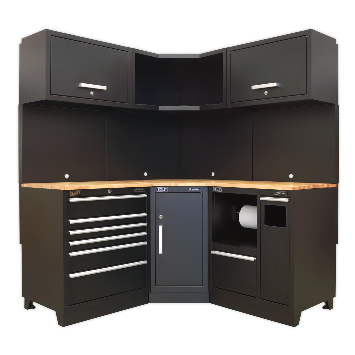 Corner Storage System with Hardwood Worktop 1.71m APMSCOMBO6W