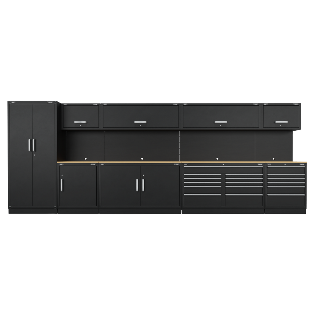 Storage System with Hardwood Worktop 5.6m APMSOAK