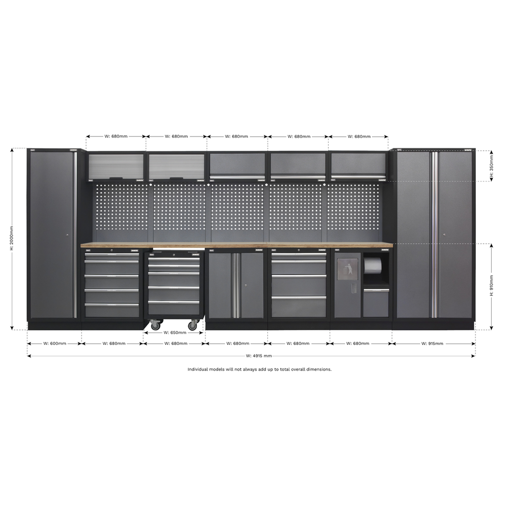 Storage System with Wood Worktop 4.92m APMSSTACK01W