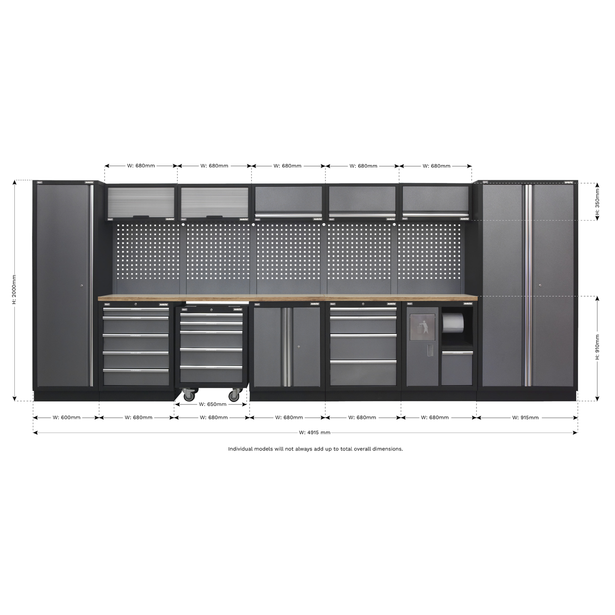 Storage System with Wood Worktop 4.92m APMSSTACK01W