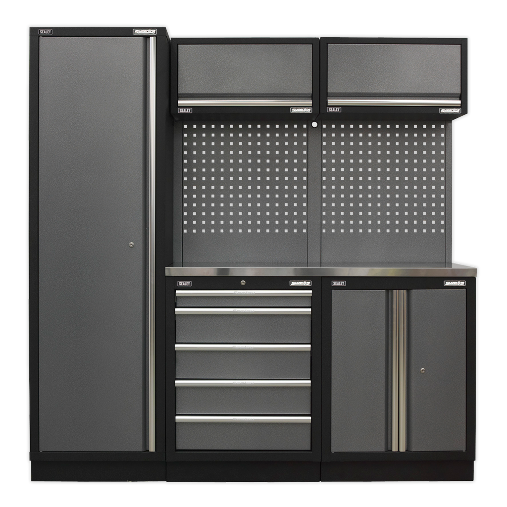 Storage System with Stainless Worktop 1.96m APMSSTACK02SS