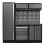 Storage System with Stainless Worktop 1.96m APMSSTACK02SS