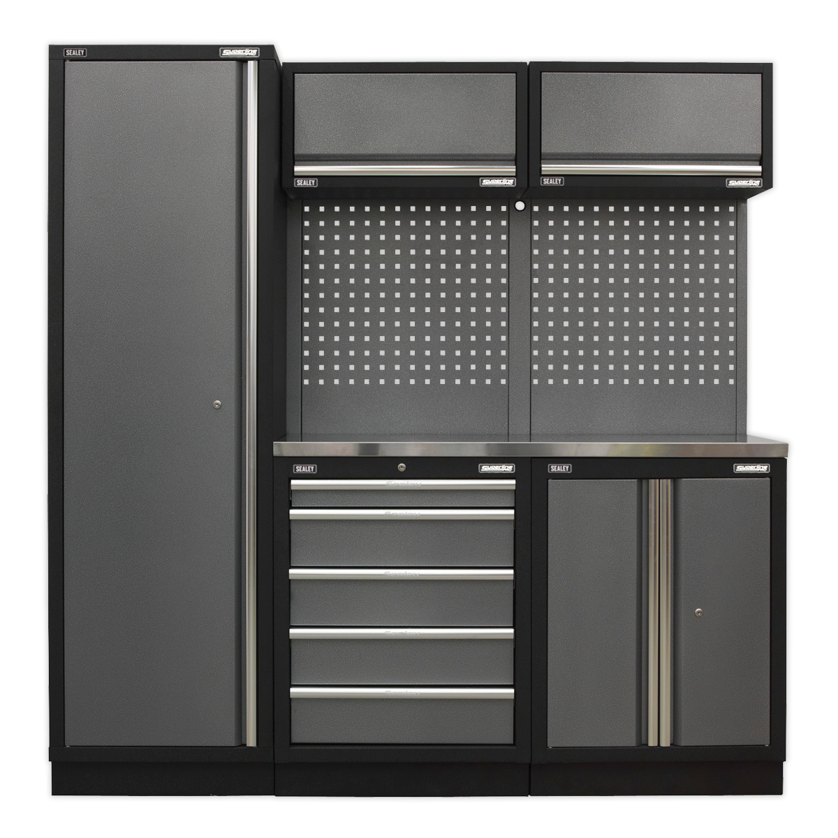Storage System with Stainless Worktop 1.96m APMSSTACK02SS