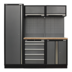 Storage System with Wood Worktop 1.96m APMSSTACK02W