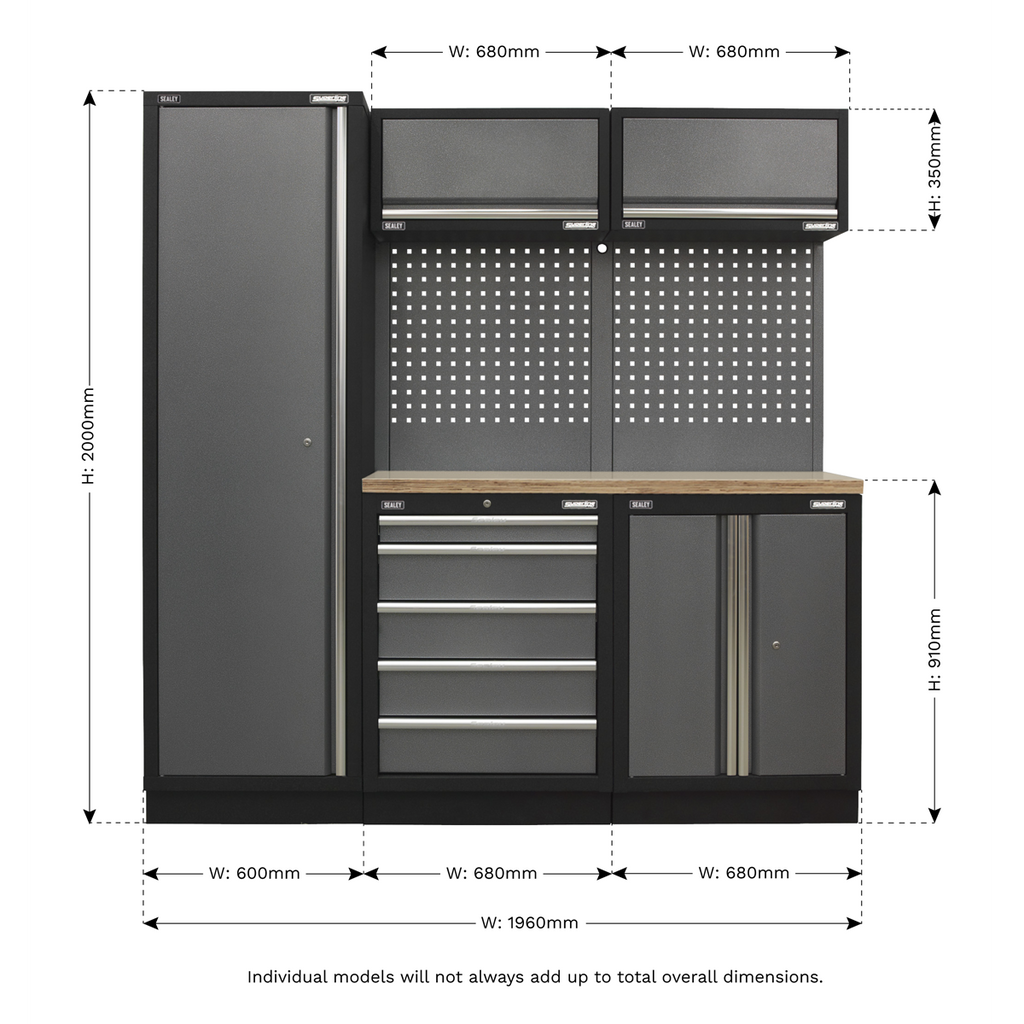 Storage System with Wood Worktop 1.96m APMSSTACK02W