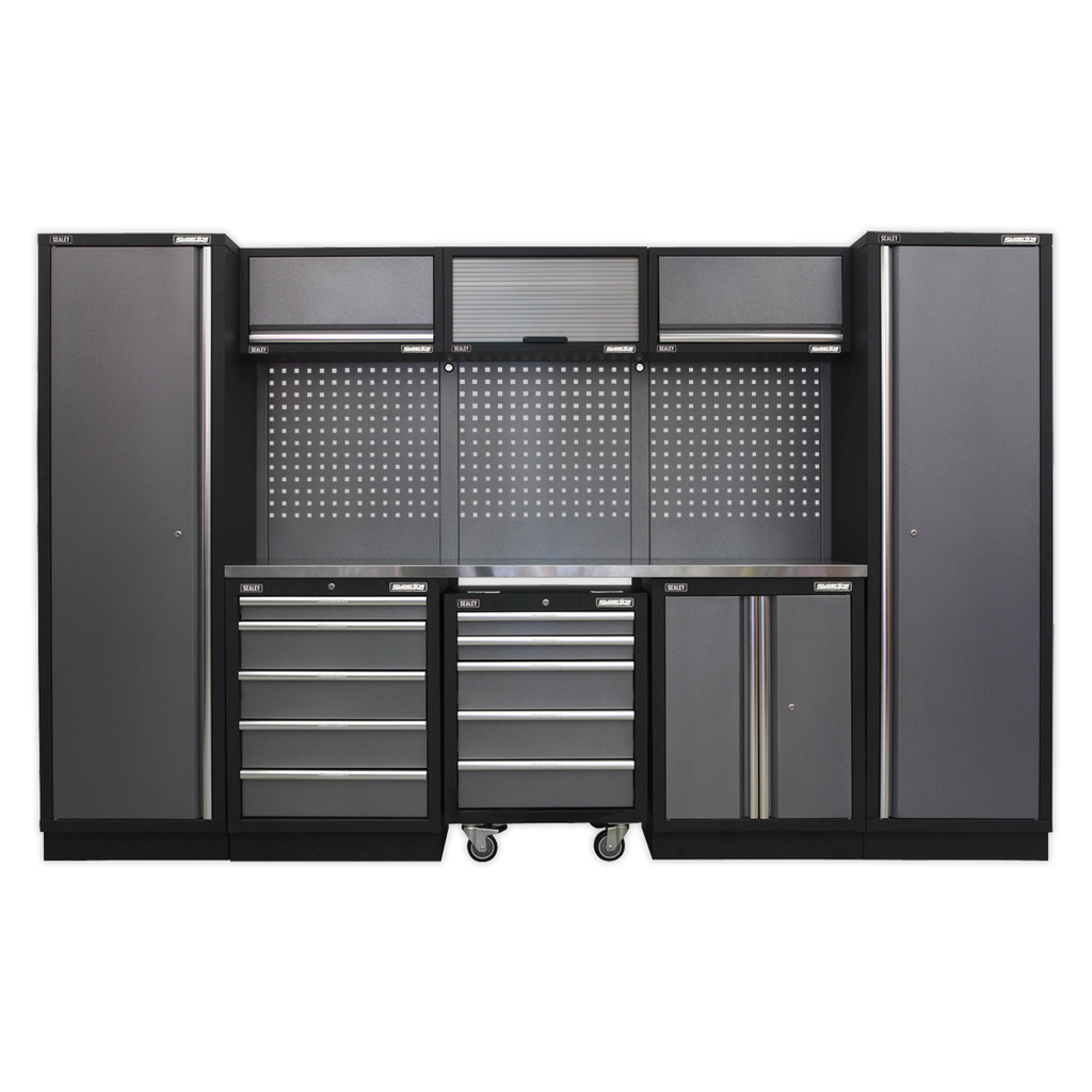 Storage System with Stainless Worktop 3.24m APMSSTACK03SS