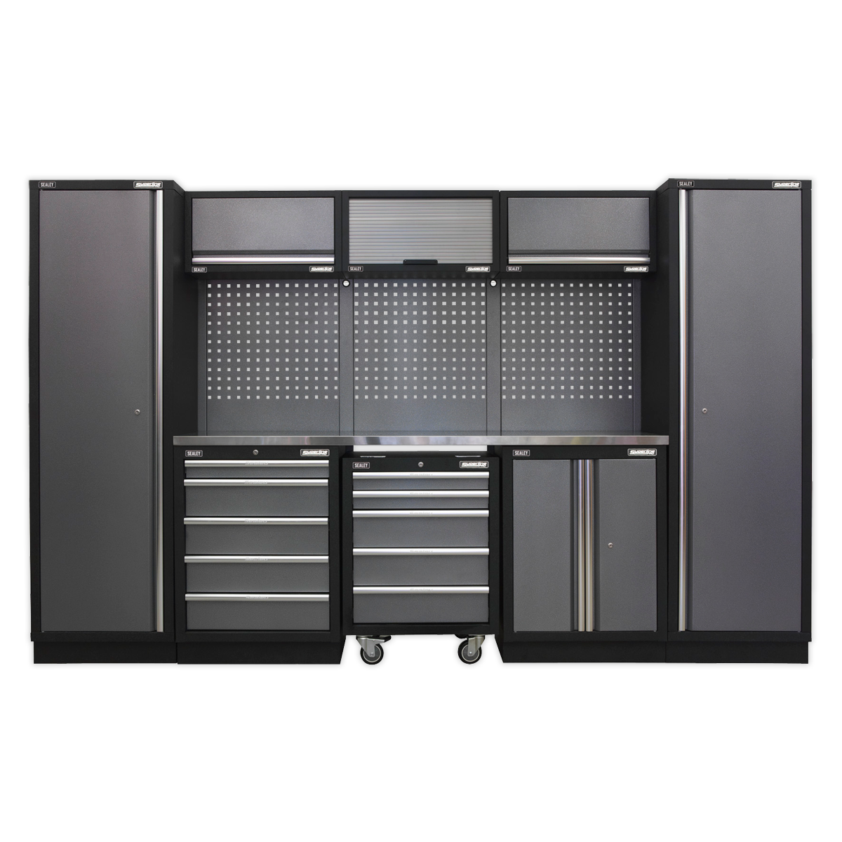 Storage System with Stainless Worktop 3.24m APMSSTACK03SS