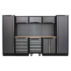 Storage System with Wood Worktop 3.24m APMSSTACK03W