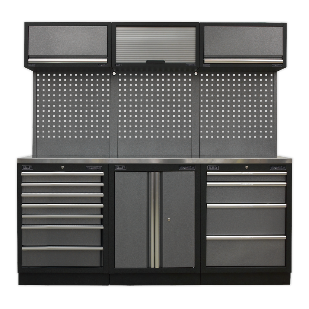 Storage System with Stainless Worktop 2.04m APMSSTACK07SS