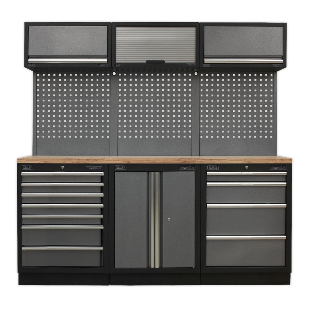 Storage System with Wood Worktop 2.04m APMSSTACK07W