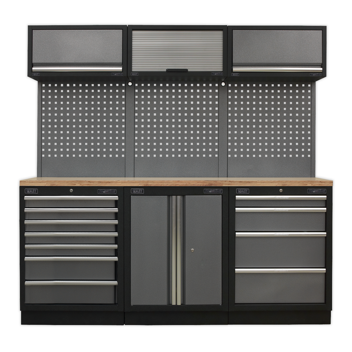 Storage System with Wood Worktop 2.04m APMSSTACK07W