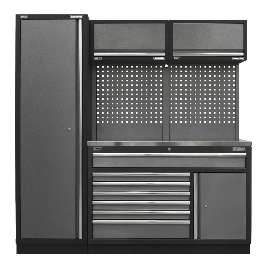 Storage System with Stainless Steel Worktop 1.96m APMSSTACK09SS