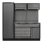 Storage System with Stainless Steel Worktop 1.96m APMSSTACK09SS