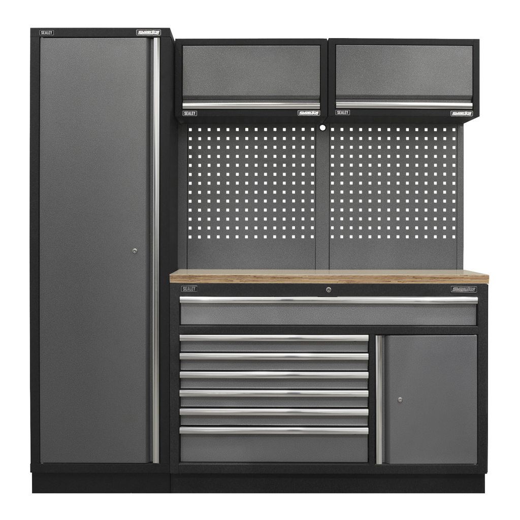 Storage System with Pressed Wood Worktop 1.96m APMSSTACK09W