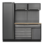 Storage System with Pressed Wood Worktop 1.96m APMSSTACK09W