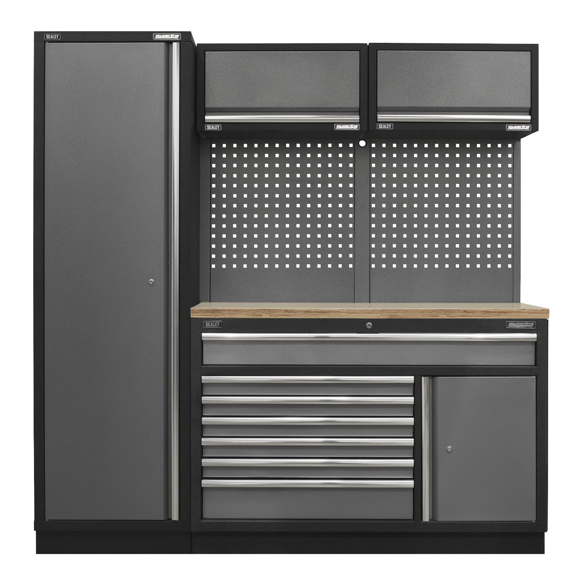 Storage System with Pressed Wood Worktop 1.96m APMSSTACK09W